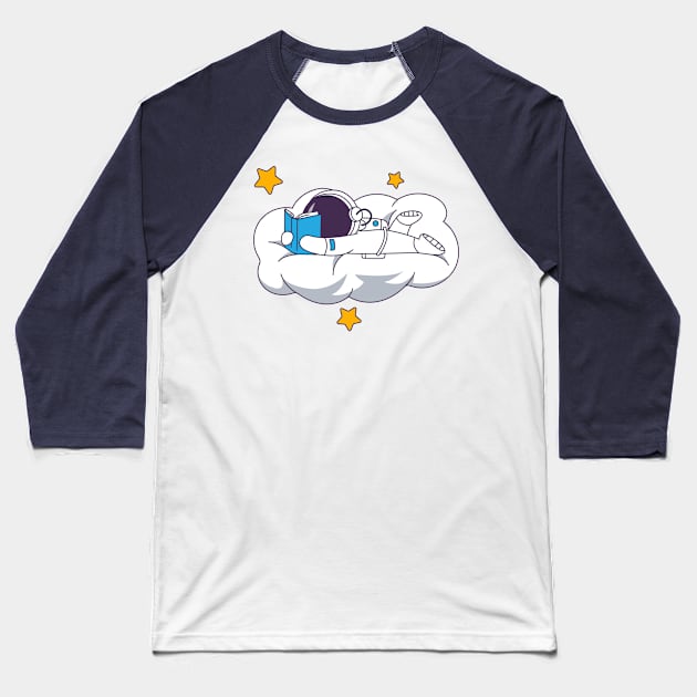 The Astronaut collection reading on the cloud Baseball T-Shirt by Book lover design 